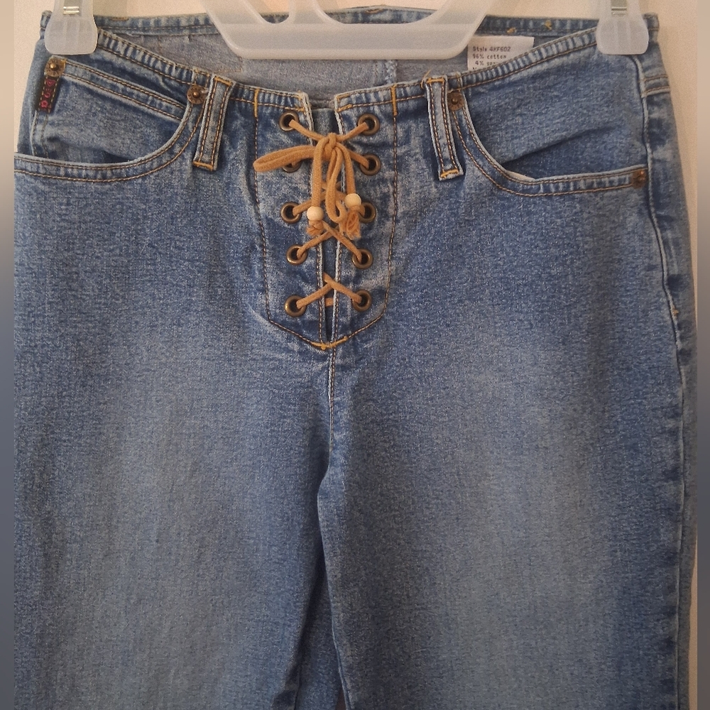 Rare Mudd Denim Lace-Up Wide Leg Jeans - Picture 2 of 11